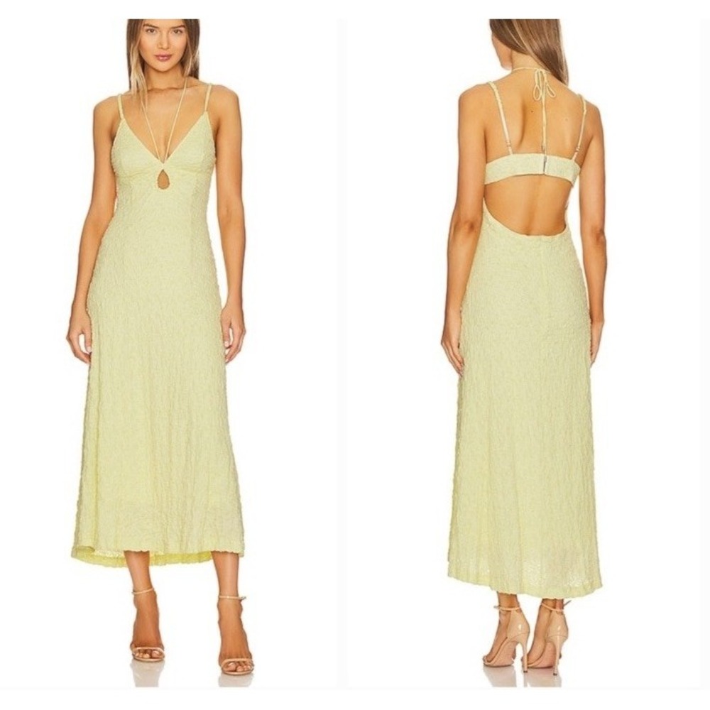 NWT Sabina Musayev Tati Pale Yellow Textured Dress Womens XL